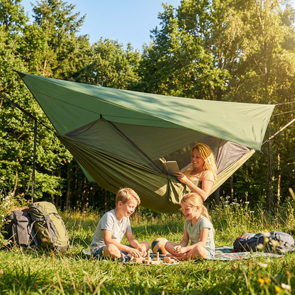 Camp Hangmat 2-in-1 | Waterdicht Doek & Muggen Net