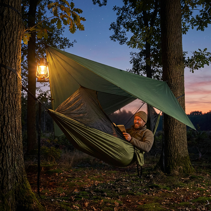 Camp Hangmat 2-in-1 | Waterdicht Doek & Muggen Net