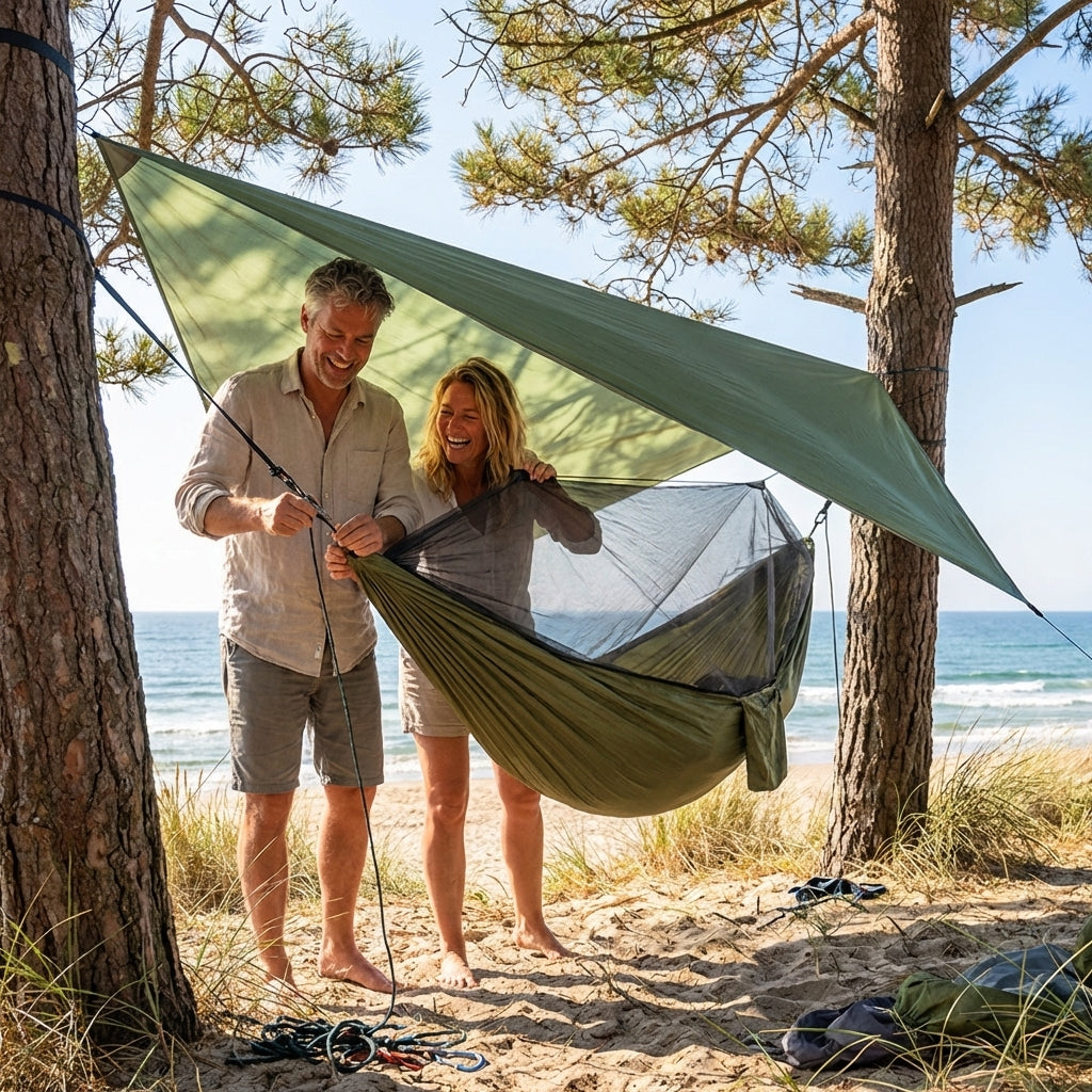 Camp Hangmat 2-in-1 | Waterdicht Doek & Muggen Net